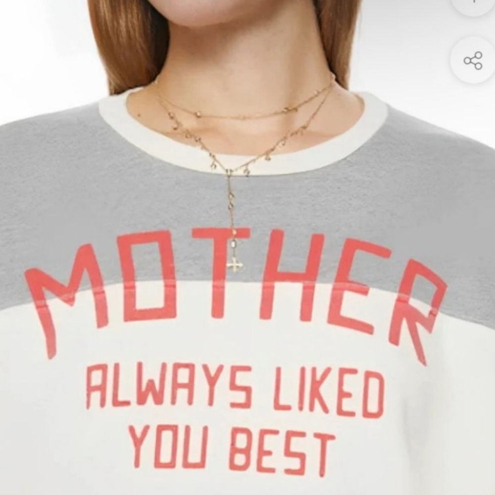 MOTHER Gray and White Sweatshirt with Red Print